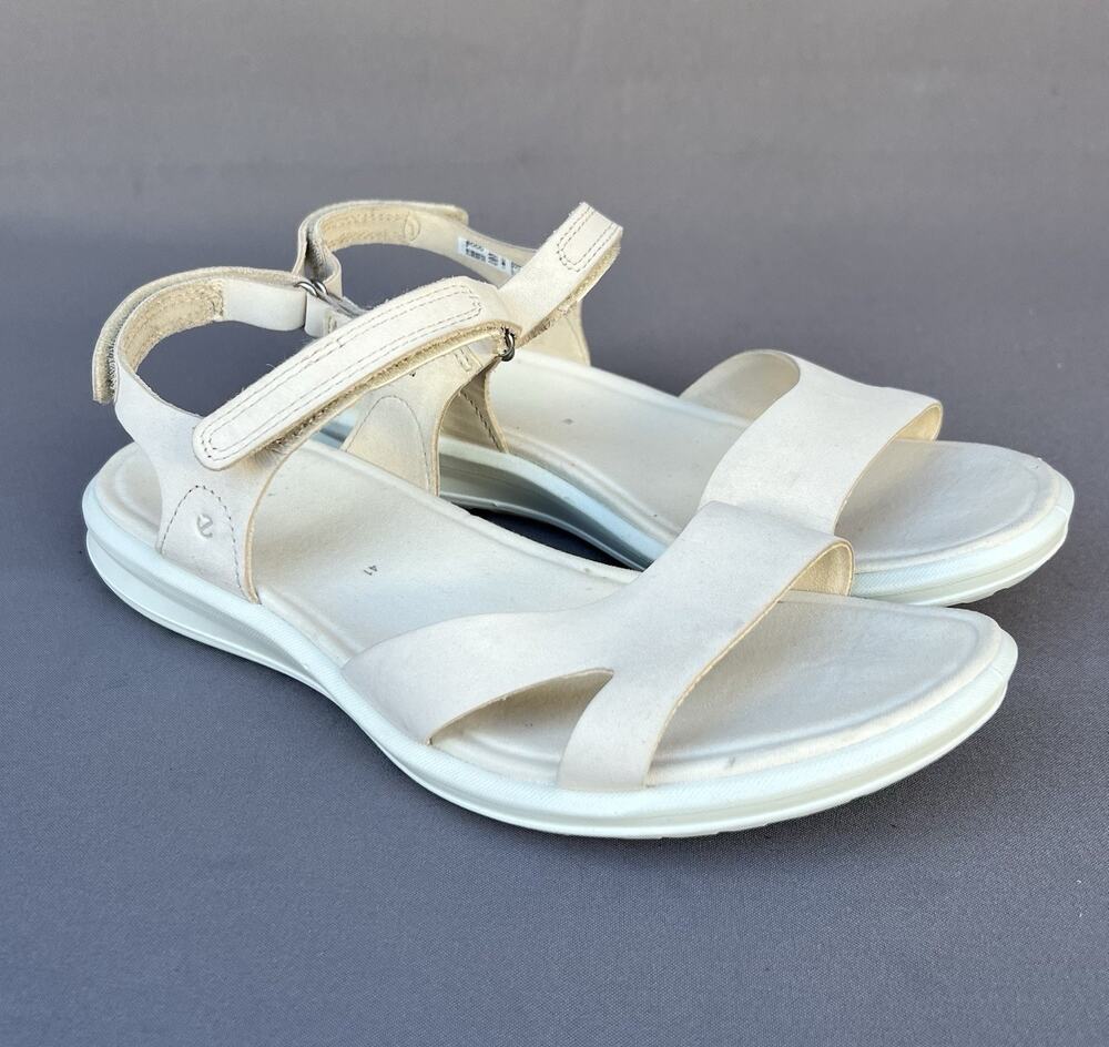 ECCO Cruise II White Leather Straps Sandal Women's Size 10-10.5 US